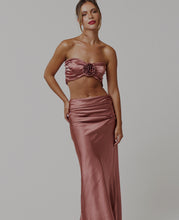 Load image into Gallery viewer, Dusty Rose Satin Maxi Set
