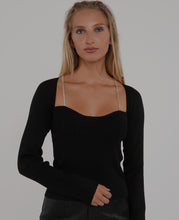 Load image into Gallery viewer, Aspire Crystal Knit Top in Black