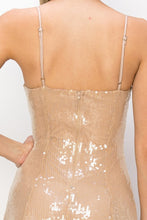 Load image into Gallery viewer, Crescent Taupe Sequin Dress