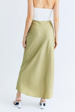 Load image into Gallery viewer, Olive Crinkle Satin Maxi Skirt