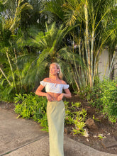 Load image into Gallery viewer, Olive Crinkle Satin Maxi Skirt