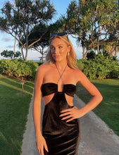 Load image into Gallery viewer, Night Velvet Cutout Maxi in Black