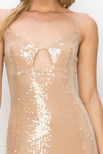 Load image into Gallery viewer, Crescent Taupe Sequin Dress
