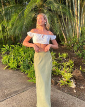 Load image into Gallery viewer, Olive Crinkle Satin Maxi Skirt
