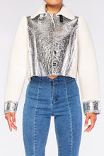Load image into Gallery viewer, Sherpa Fleece Metallic Leather Jacket