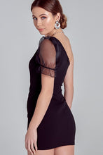 Load image into Gallery viewer, Noble Puff One Shoulder Dress in Black
