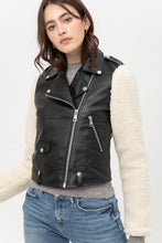 Load image into Gallery viewer, Flex Black Leather Sherpa Fur Jacket