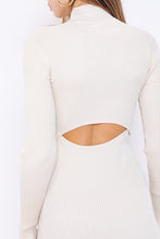 Load image into Gallery viewer, Cozy High Neck Cutout Dress in Cream