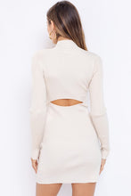 Load image into Gallery viewer, Cozy High Neck Cutout Dress in Cream