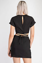 Load image into Gallery viewer, Envy Rolled Satin Top in Black