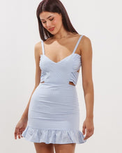 Load image into Gallery viewer, Melrose Cutout Ruffle Dress in Blue