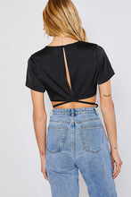 Load image into Gallery viewer, Envy Rolled Satin Top in Black
