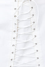Load image into Gallery viewer, Trust Lace Up Denim Skirt in White