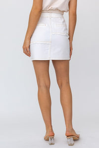 Frayed White Denim Skirt