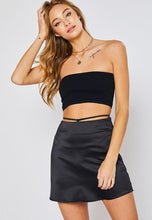 Load image into Gallery viewer, Black Satin Waist Tie Skirt
