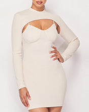 Load image into Gallery viewer, womens long sleeve dresses, ribbed dress, taupe dresses, shrug cropped sweater dress, fashion nova, showpo