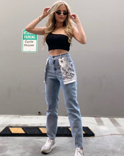 Load image into Gallery viewer, White Paisley Print Denim Jeans
