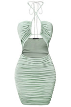 Load image into Gallery viewer, Glow Ruched Halter Dress in Sage