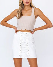 Load image into Gallery viewer, Trust Lace Up Denim Skirt in White