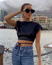 Load image into Gallery viewer, Envy Rolled Satin Top in Black