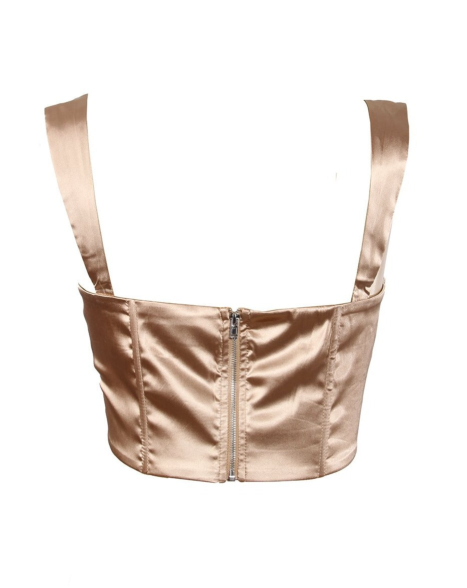 Loveable Satin Corset Top in Champagne