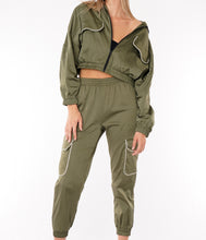 Load image into Gallery viewer, womens clothing, womens fashion, womens clothes, fashion nova, womens jacket, womens outerwear, olive green jacket, crystal jacket, crystal trim