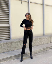 Load image into Gallery viewer, Humble Ties Ribbed Knit Sweater in Black