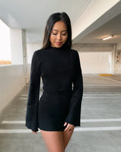 Load image into Gallery viewer, sweat skirt set, black two piece set, black slit skirt, black crop sweater, black lounge set, princess polly boutique, revolve sweater