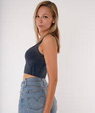 Load image into Gallery viewer, womens clothing, fashion, womens fashion, blue crop top, vintage top, sports bra, nikibiki, long crop top, alo yoga