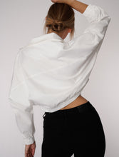 Load image into Gallery viewer, women's jacket, white jacket, crystal details, crystal trim jacket, fringe jacket, crystal fringe