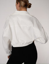 Load image into Gallery viewer, crystal jackets, jackets, womens clothing, fashion, womens fashion, womens clothes, fashion nova, revolve, faLL collection, topshop, zara, prettylittlething, princesspolly, online boutique, puff sleeves, satin dress, fall style 2020, fall fashion 2020, winter jackets, white jackets, women's outerwear,