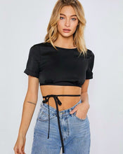 Load image into Gallery viewer, Envy Rolled Satin Top in Black