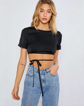 Load image into Gallery viewer, Envy Rolled Satin Top in Black