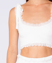 Load image into Gallery viewer, White Lace Ribbed Set