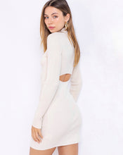 Load image into Gallery viewer, Cozy High Neck Cutout Dress in Cream