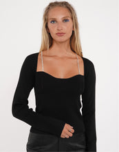 Load image into Gallery viewer, Aspire Crystal Knit Top in Black