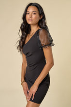 Load image into Gallery viewer, Noble Puff One Shoulder Dress in Black