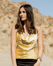 Load image into Gallery viewer, Outshine Satin Plunge Top in Gold