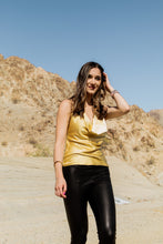 Load image into Gallery viewer, Outshine Satin Plunge Top in Gold