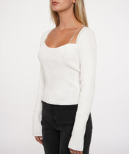 Load image into Gallery viewer, Aspire Crystal Knit Top in White