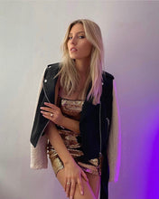 Load image into Gallery viewer, Flex Black Leather Sherpa Fur Jacket