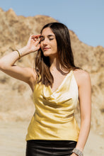 Load image into Gallery viewer, Outshine Satin Plunge Top in Gold