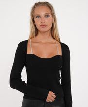 Load image into Gallery viewer, Aspire Crystal Knit Top in Black