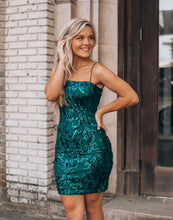Load image into Gallery viewer, Allure Abstract Sequin Dress in Teal
