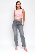 Load image into Gallery viewer, Charcoal Asymmetric Slit Jeans