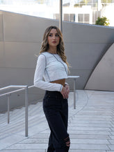 Load image into Gallery viewer, White Floral Burnout Top