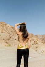 Load image into Gallery viewer, Outshine Satin Plunge Top in Gold