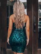 Load image into Gallery viewer, Allure Abstract Sequin Dress in Teal
