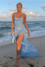 Load image into Gallery viewer, Miami Blue Mesh Maxi Dress