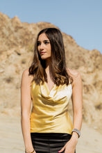 Load image into Gallery viewer, Outshine Satin Plunge Top in Gold